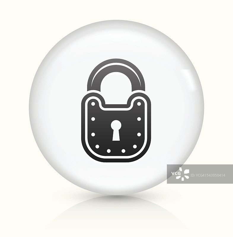 安全锁图标上的白色圆形矢量按钮图片素材