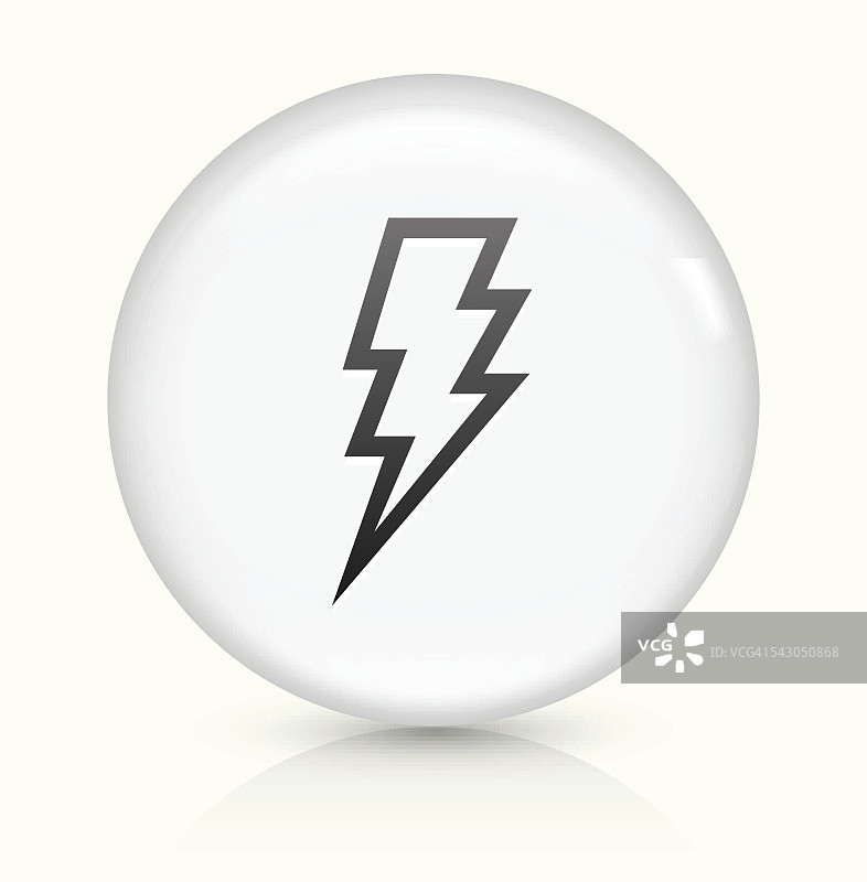 闪电螺栓图标上的白色圆形矢量按钮图片素材