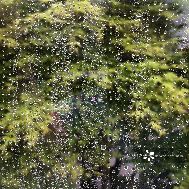 透过雨窗的景色图片素材