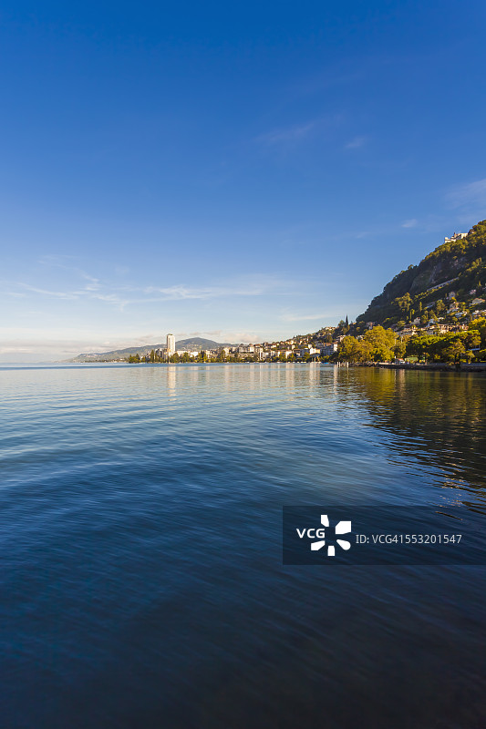 瑞士，日内瓦湖，蒙特勒，城市景观图片素材