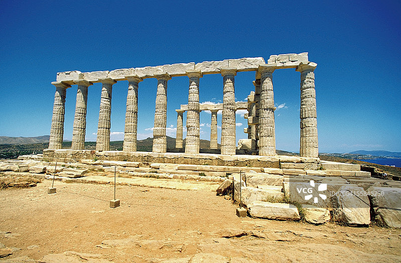 希腊雅典波塞冬神庙的老柱子图片素材