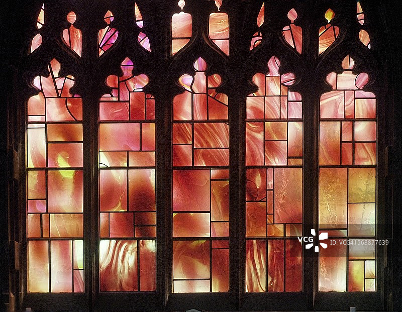 曼彻斯特大教堂，彩色玻璃图片素材
