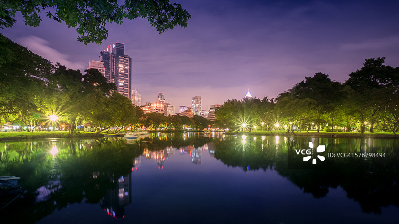 隆皮尼公园的曼谷城市景观图片素材