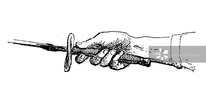运动和练习的古董插图:击剑图片素材