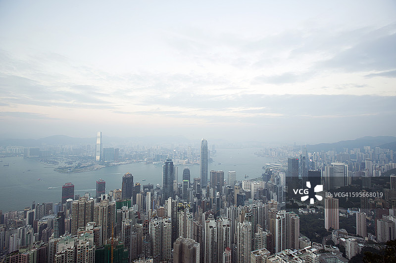 鸟瞰图的香港城市景观图片素材