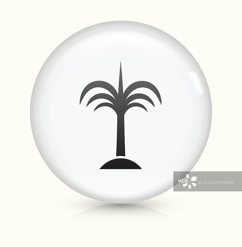 棕榈树图标上的白色圆形矢量按钮图片素材