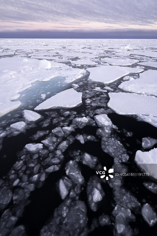 北极浮冰日落图片素材