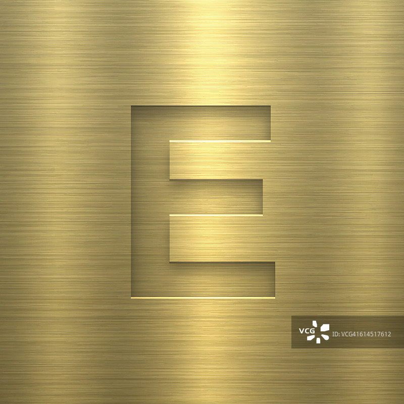 字母E设计-字母上的金金属纹理图片素材