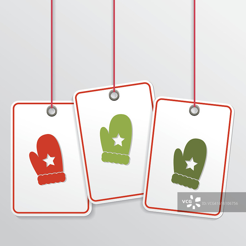 矢量徽章标签与圣诞手套图标图片素材