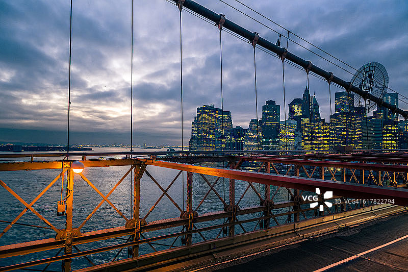 布鲁克林大桥上的日落图片素材