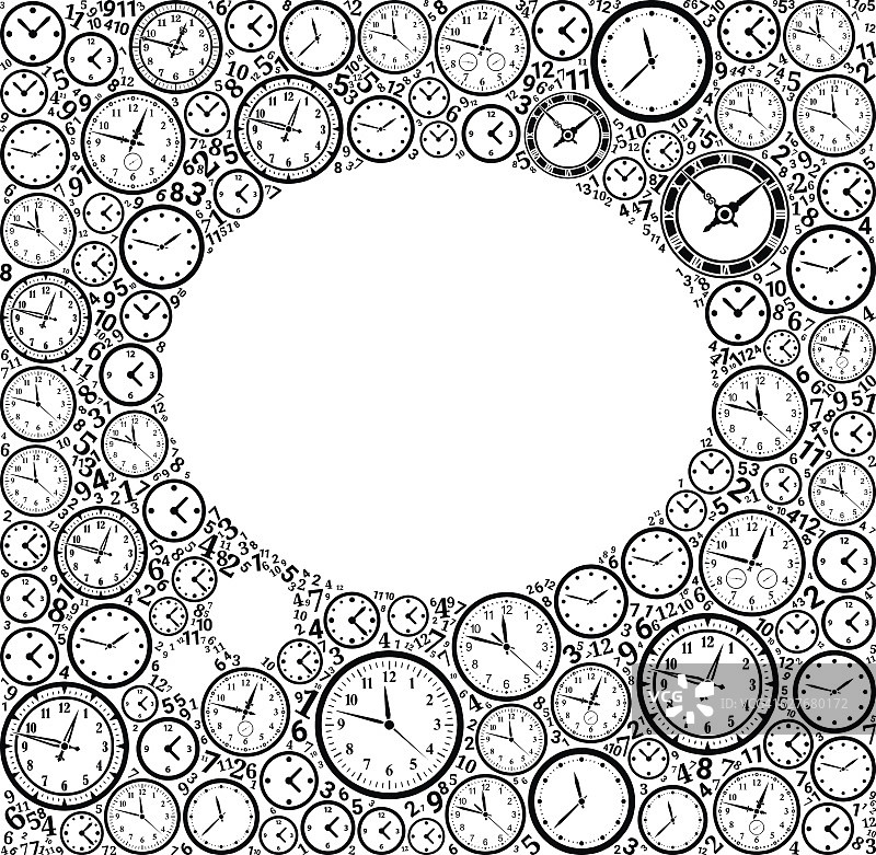 思想泡沫的时间和时钟矢量图标模式图片素材