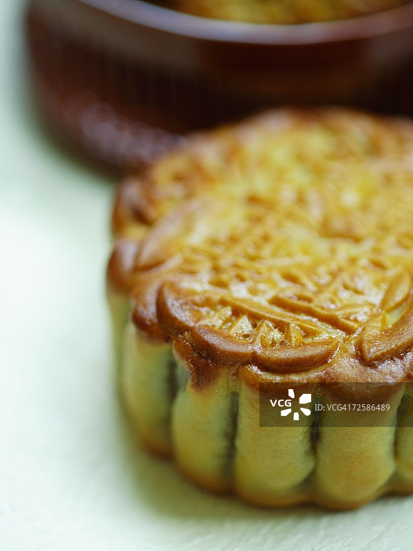 一个中国月饼的特写图片素材