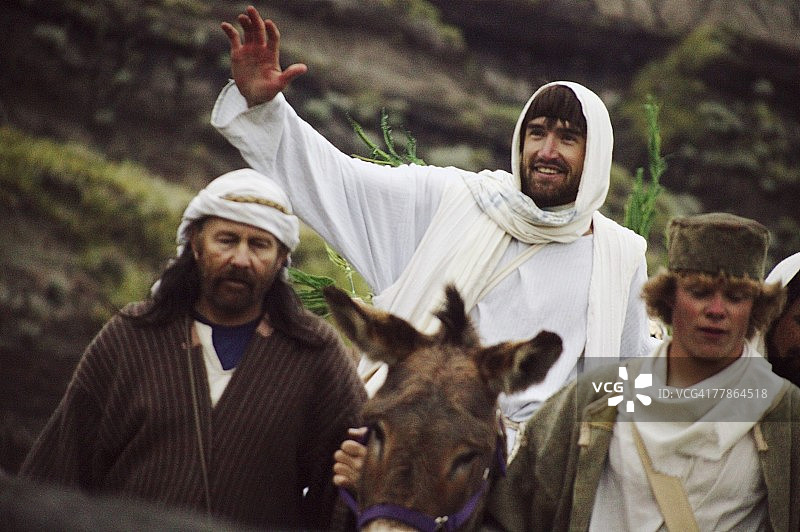 耶稣骑着一匹小马图片素材