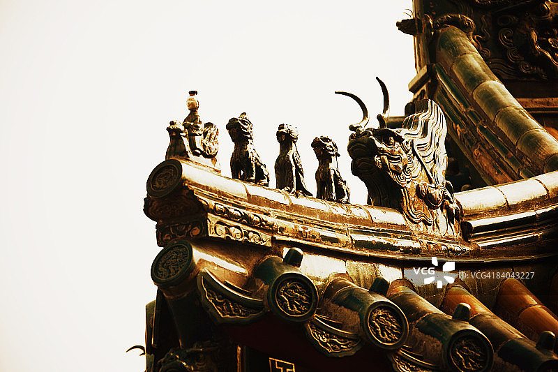 特写的中国龙雕像，塔佛香，颐和园，北京，中国图片素材