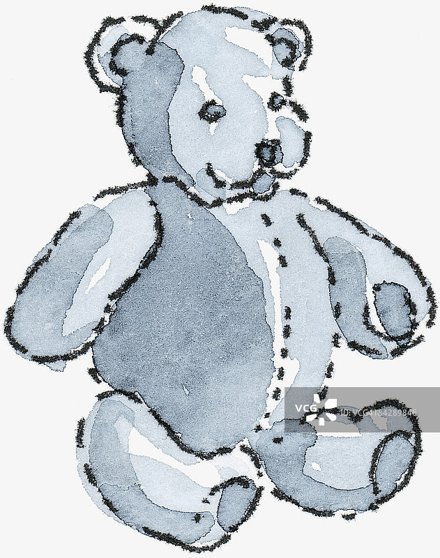 蓝色泰迪熊坐着的插图图片素材