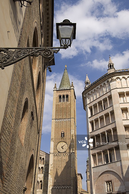 大教堂和洗礼室，帕尔马，爱米利亚-罗马涅，意大利，欧洲图片素材