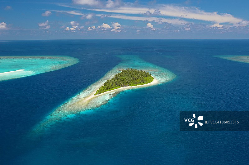 岛屿鸟瞰图，印度洋，马尔代夫图片素材