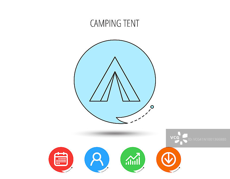 旅游帐篷图标。野营旅行的迹象。图片素材