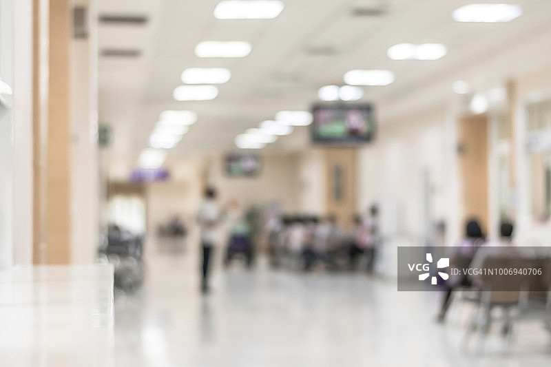 模糊医院建筑内部或临床走廊室内区域的背景透视视图图片素材