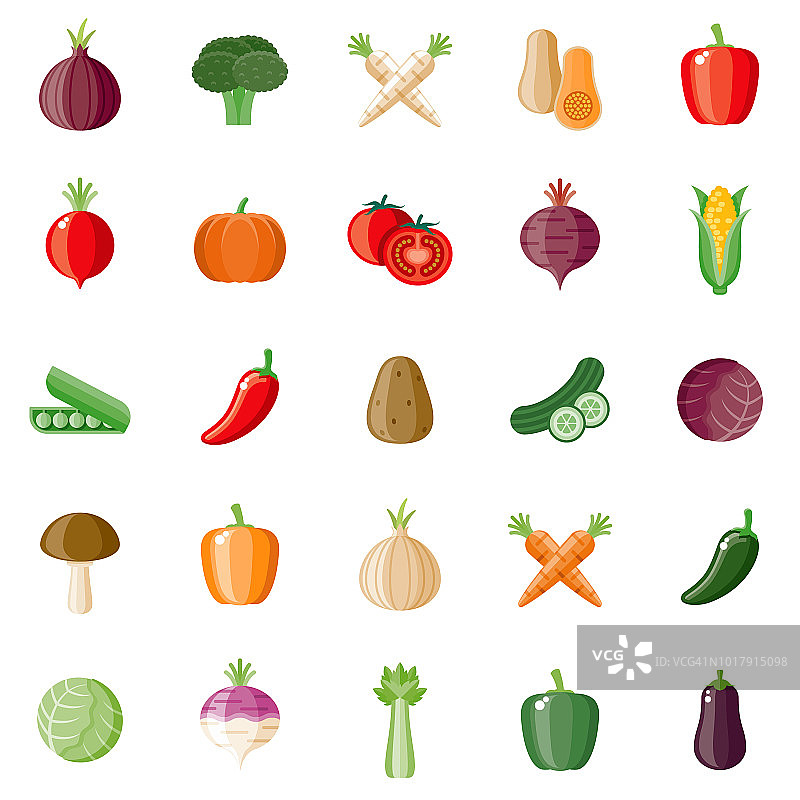 蔬菜平面设计图标集图片素材