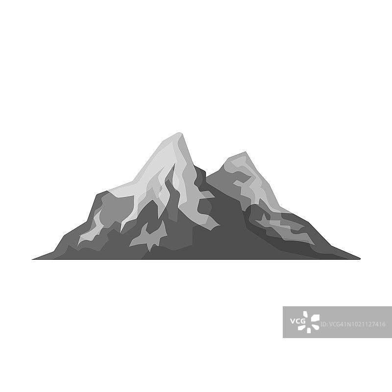 山顶上积雪融化。不同的山单图标单色风格矢量符号股票插图web图片素材