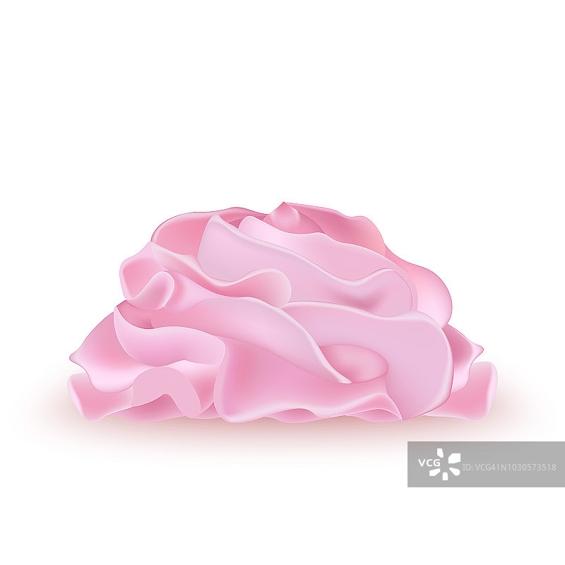 冰淇淋，酸奶，纸杯蛋糕，蛋糕用的粉色生奶油。详细的3d插图孤立在白色上。网页或印刷包装的设计元素。图片素材