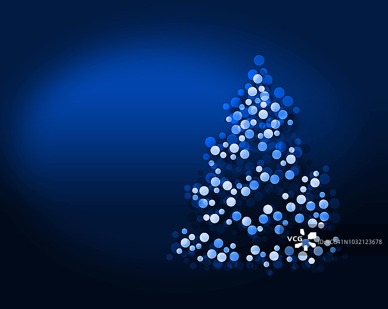 蓝色的圣诞树灯模糊了图片素材