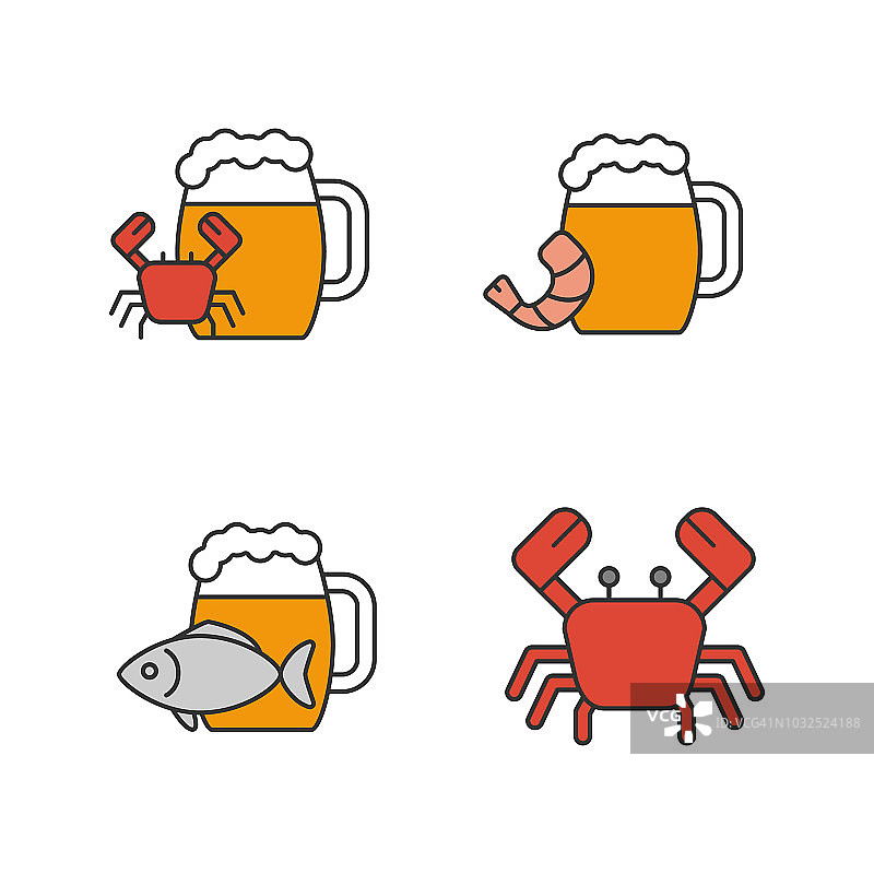 啤酒海鲜小吃图标图片素材