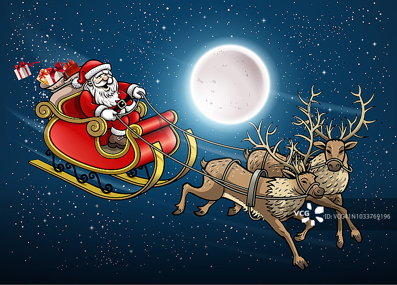 圣诞老人的雪橇插图图片素材