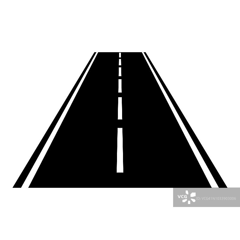 简单的黑色矢量方式道路沥青图标孤立在白色背景图片素材