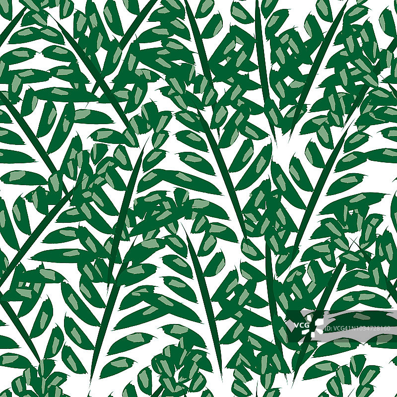 绿叶无缝模式矢量插图图片素材