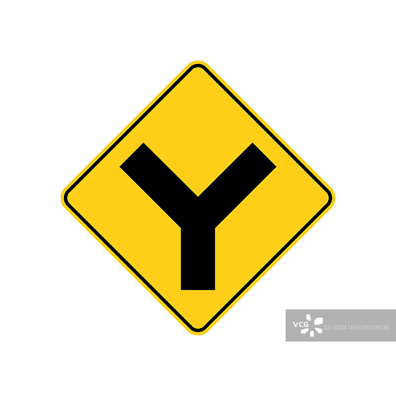 美国交通路标。“Y”的十字路口。矢量图图片素材