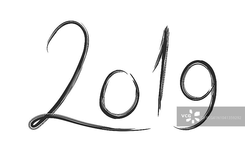 手绘字母2019年新年号码图片素材