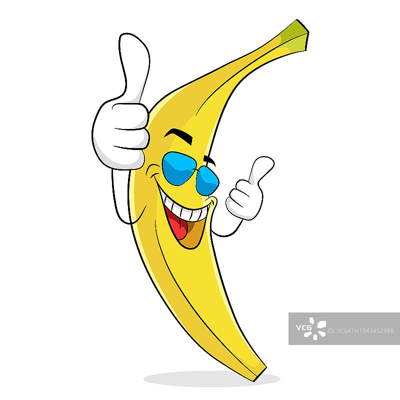 戴墨镜的香蕉假期休息，竖起大拇指图片素材