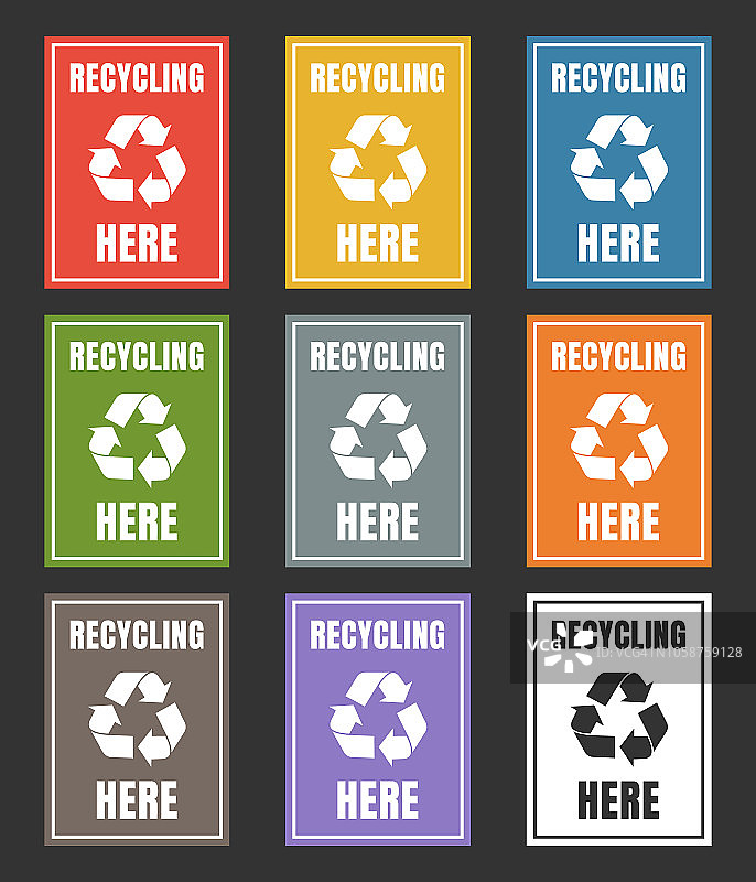 废物分类标签设置，废物回收管理图片素材