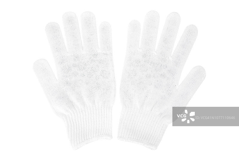 白色针织手套孤立在白色背景图片素材