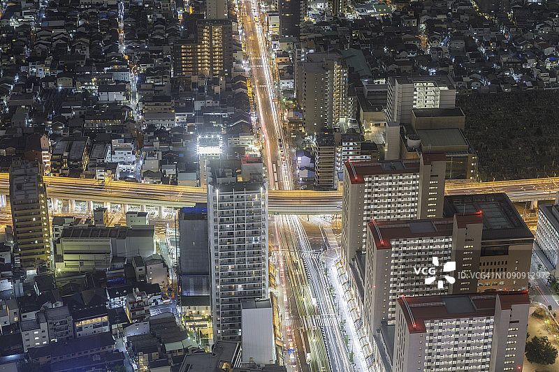 日本大阪的鸟瞰图。图片素材