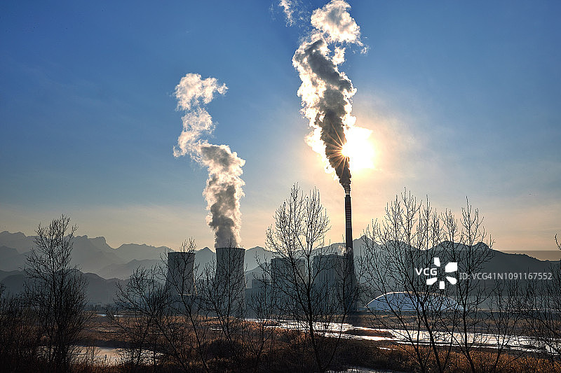 燃煤电厂污染自然环境图片素材