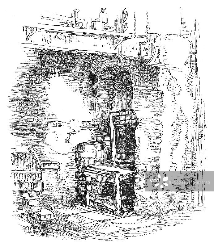 英国埃文河畔斯特拉特福的莎士比亚故居的壁炉角图片素材