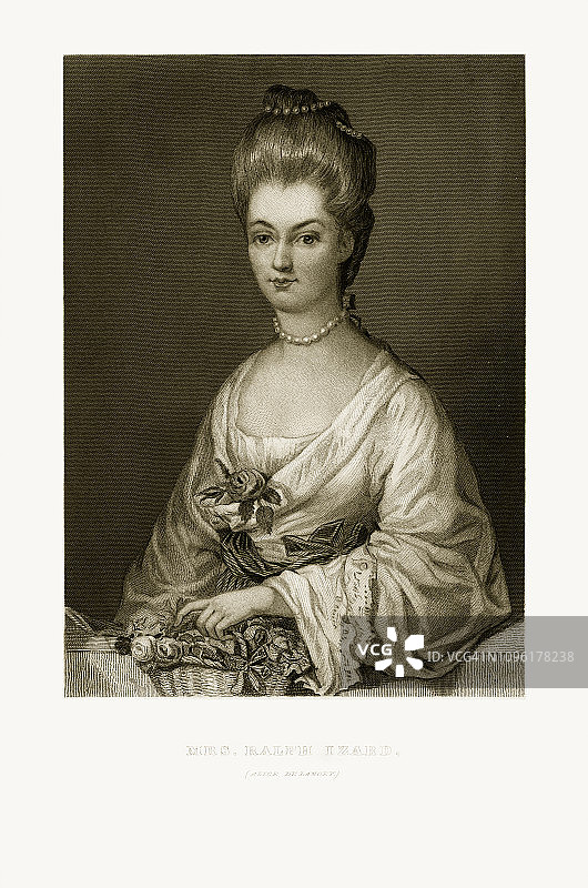 爱丽丝·德兰西，拉尔夫·伊泽德夫人，大约1780年的雕刻肖像图片素材