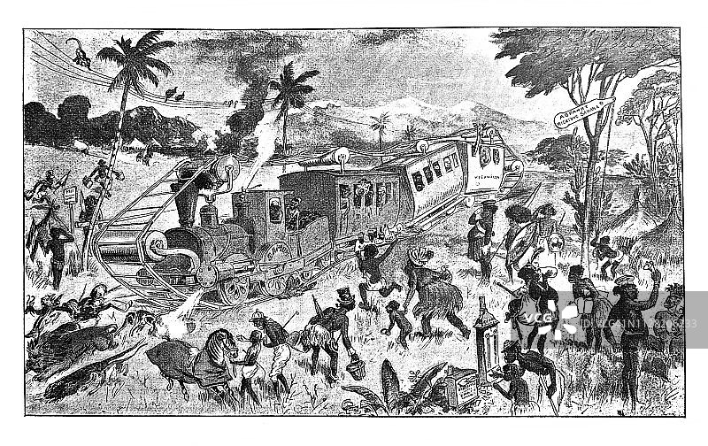 非洲奇怪的火车——1896年图片素材