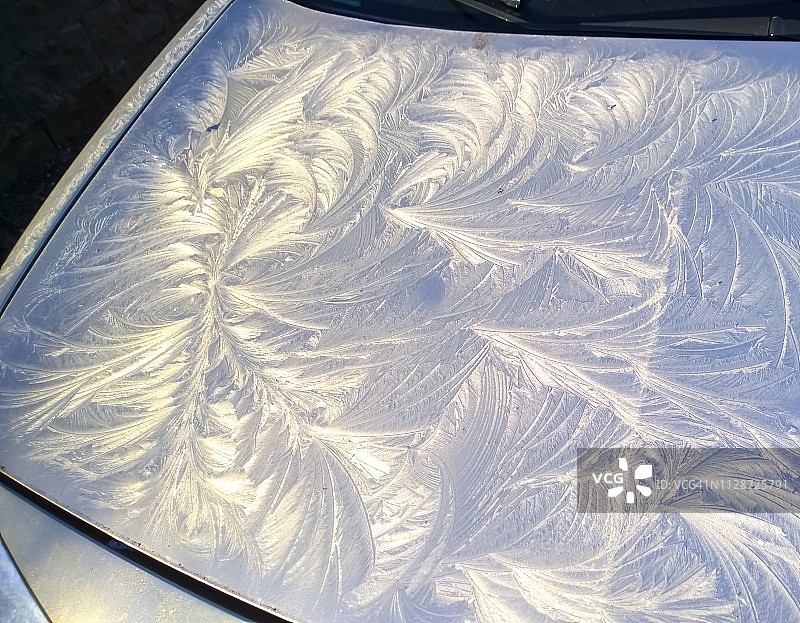 特写霜图案的汽车图片素材