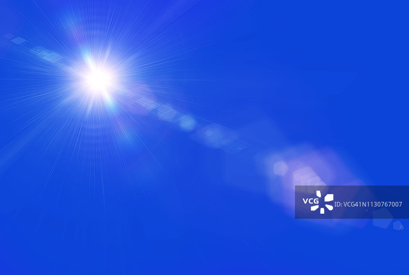 太阳透镜闪耀蔚蓝的天空图片素材