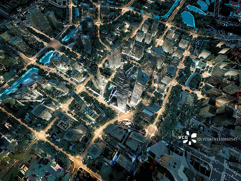 夜景城市俯视图图片素材