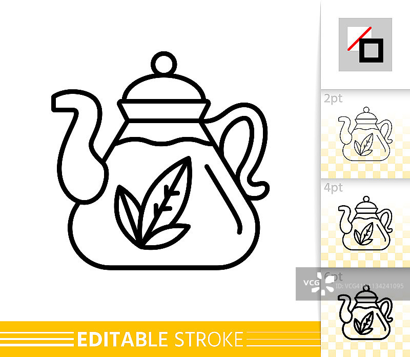 茶壶茶壶玻璃茶壶细线矢量图标图片素材