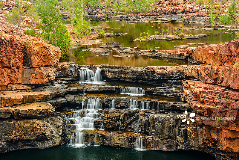 瀑布，贝尔峡谷，澳大利亚西部。图片素材