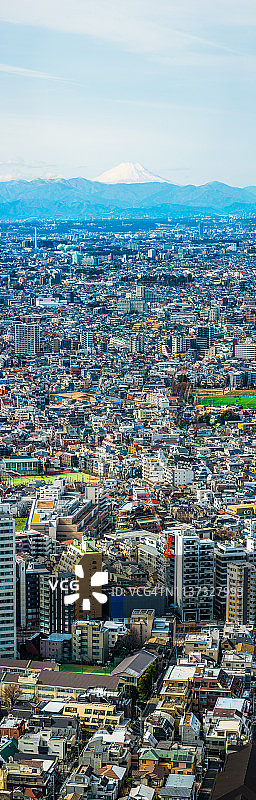 富士山雪峰俯瞰东京中心空中全景日本图片素材