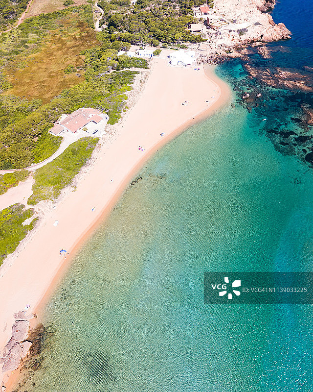 Cala Pregonda海滩的天线，Menorca，西班牙图片素材