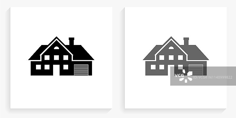 房子黑白方形图标图片素材