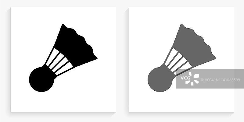网球小鸟黑白方形图标图片素材